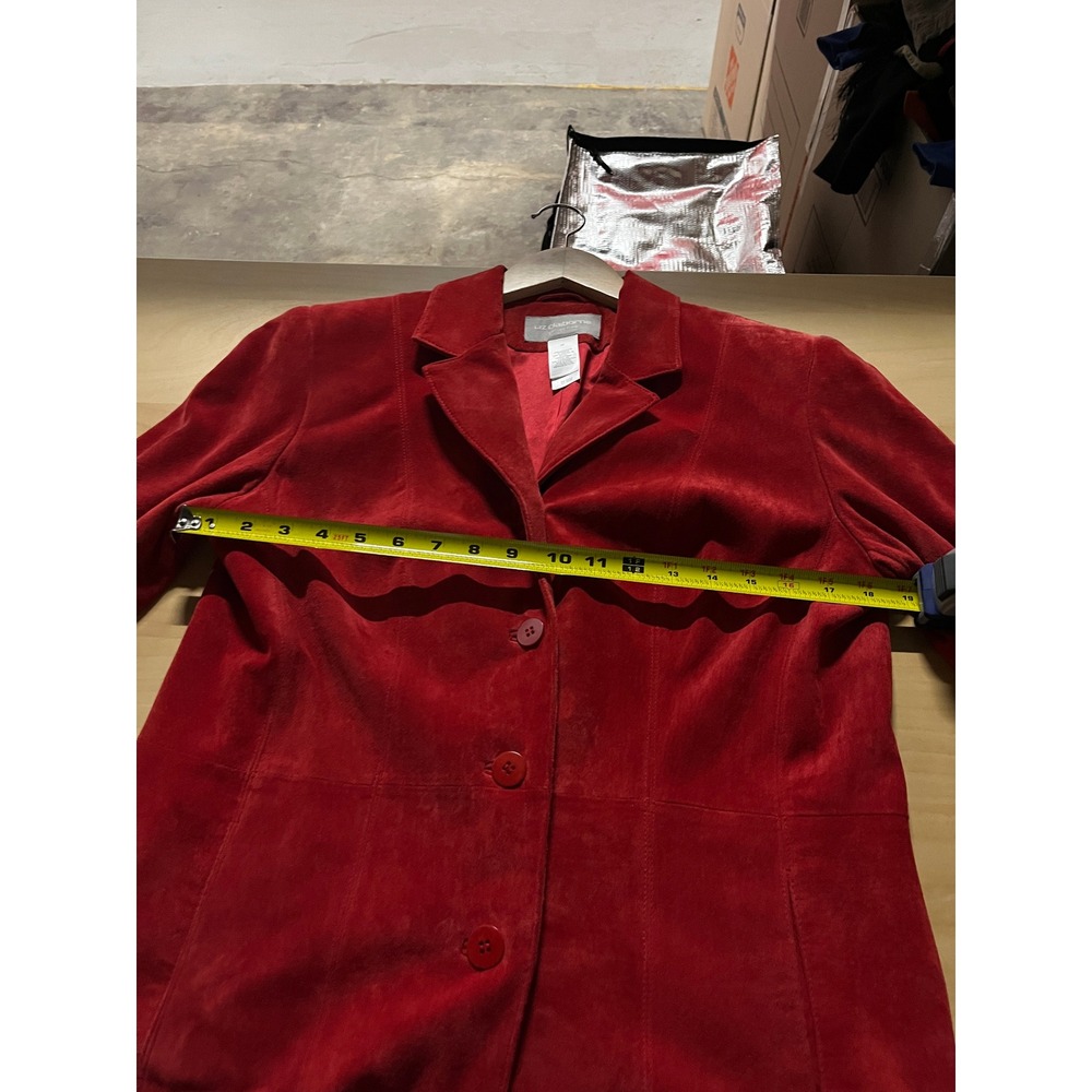 Vintage Liz Claiborne Womens Genuine Suede Jacket M Cherry Red‎ Minimalist Chic - Picture 6 of 9